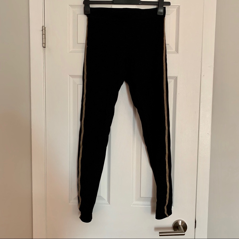 Zara Black Leggings with Gold Trim M